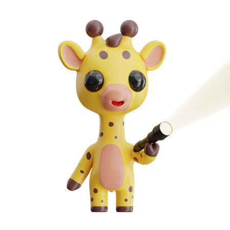 Giraffe Holding Flashlight  3D Icon