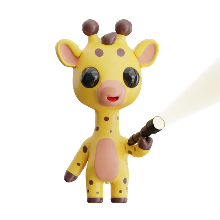 Giraffe Holding Flashlight  3D Icon