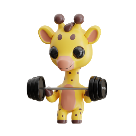 Giraffe Lifting Barbell  3D Icon