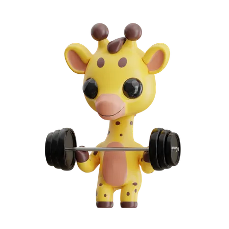 Giraffe Lifting Barbell  3D Icon