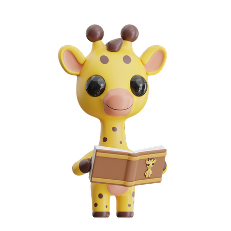 Giraffe Reading Book  3D Icon