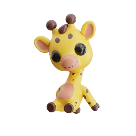 Giraffe Sitting Relaxed  3D Icon