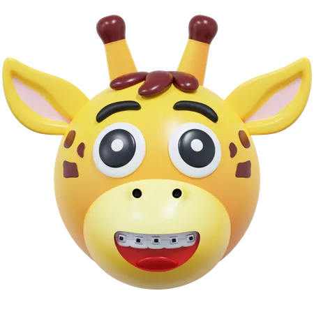 Giraffe Smile With Braces Emoticon 3 D Icon Illustration 3D Icon