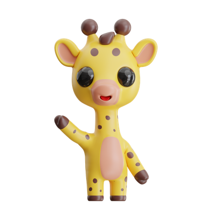 Giraffe Waving Hand  3D Icon