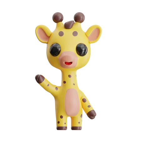 Giraffe Waving Hand  3D Icon