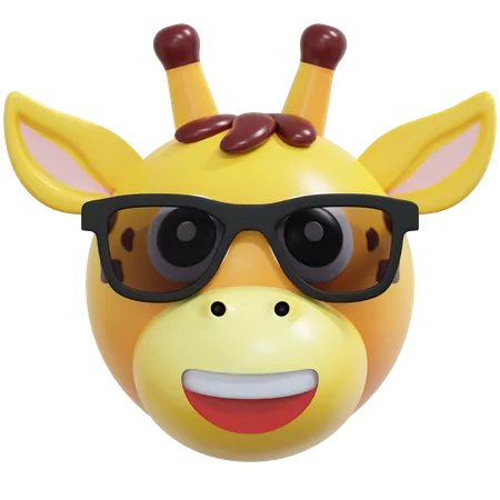 Giraffe Wearing Black Glasses Emoticon 3 D Icon Illustration 3D Icon