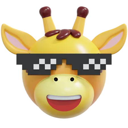 Giraffe Wearing Pixel Glasses Emoticon 3 D Icon Illustration 3D Icon