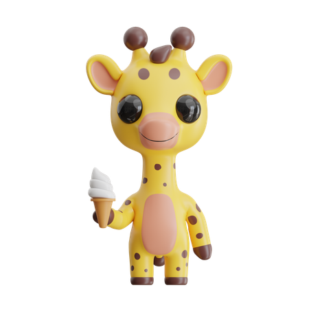 Giraffe With Ice Cream  3D Icon
