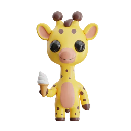 Giraffe With Ice Cream  3D Icon