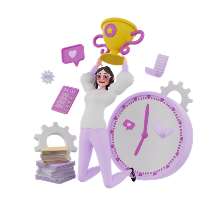 Girl achieve success  3D Icon