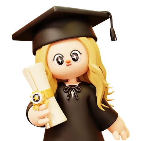Girl achieved her educational milestone  3D Icon