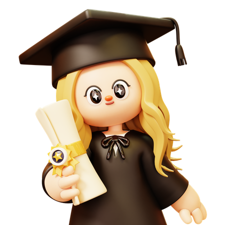 Girl achieved her educational milestone  3D Icon