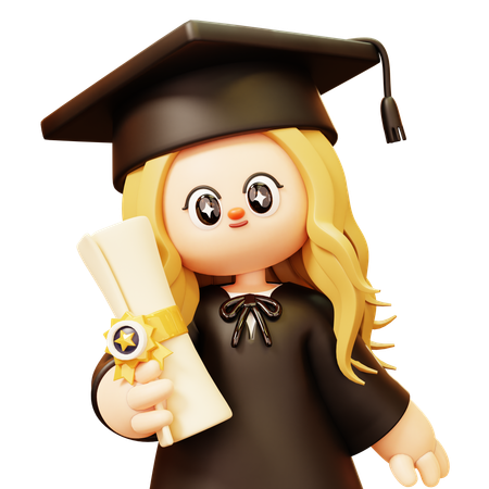 Girl achieved her educational milestone  3D Icon