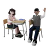 Girl and boy sitting in class