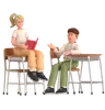 Girl And Boy Studying In Classroom