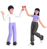 Girl And Man Cheers Drink