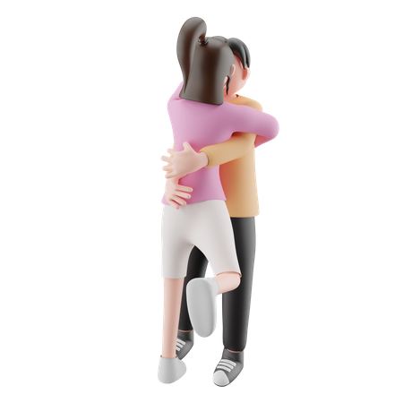 Girl And Man Doing Kiss  3D Illustration