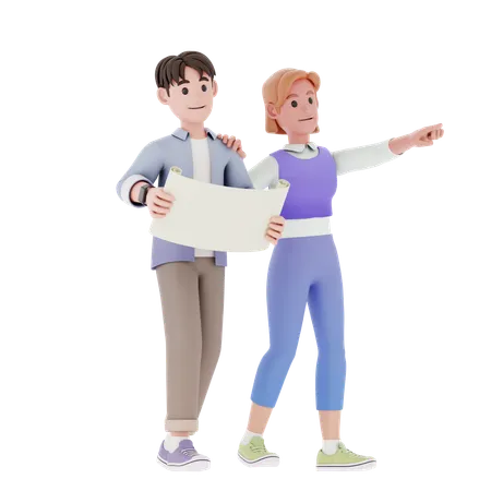 Girl and man talking about project work  3D Illustration