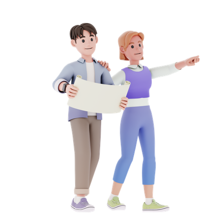 Girl and man talking about project work  3D Illustration