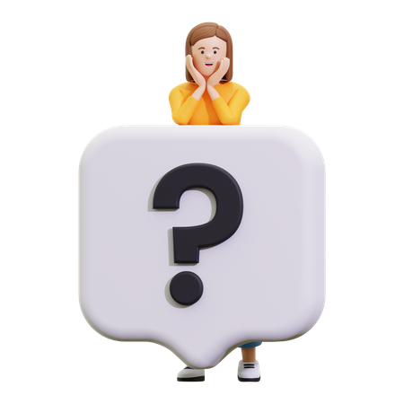 Girl Asking Question  3D Illustration