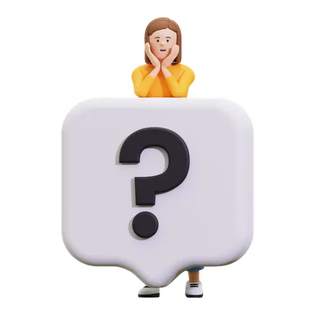 Girl Asking Question  3D Illustration