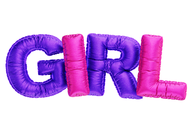 Girl Balloon Text  3D Icon