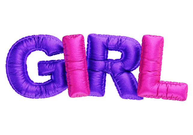 Girl Balloon Text  3D Icon
