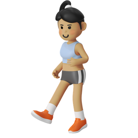 Girl Bounding Straight-Leg before Running  3D Illustration