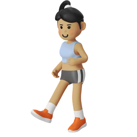 Girl Bounding Straight-Leg before Running  3D Illustration
