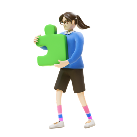 Girl Bring Puzzle  3D Icon