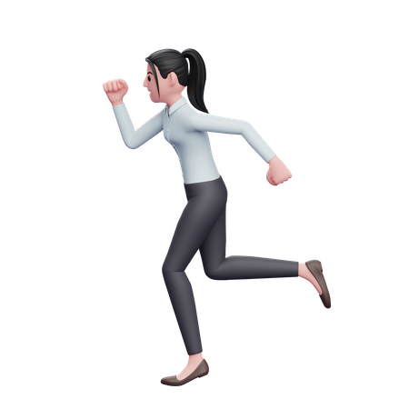 Girl Business Woman In Rush 3D Illustration
