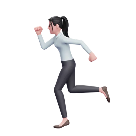 Business Woman In Rush 3D Illustration