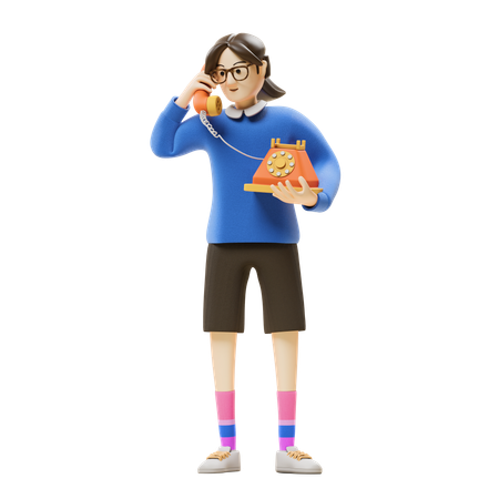 Girl Calling Phone  3D Icon