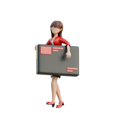 Girl Carrying A Large Credit Card  3D Illustration