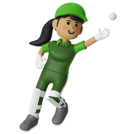 Girl Catch The Ball  3D Icon