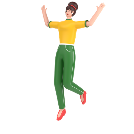 Girl celebrates success with dance  3D Icon
