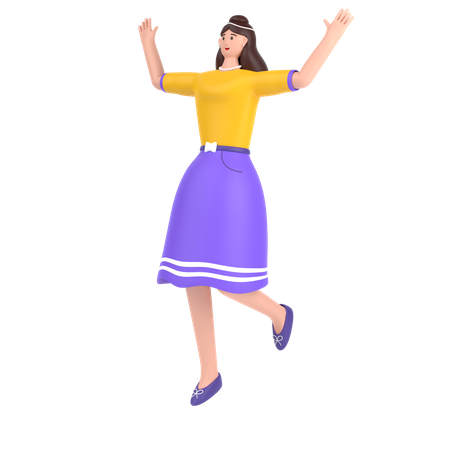 Girl celebrates success with dance  3D Icon