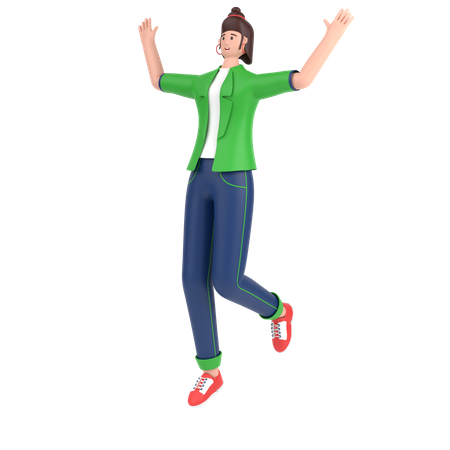 Girl celebrates success with dance  3D Icon
