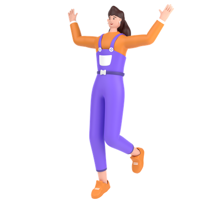 Girl celebrates success with dance  3D Icon