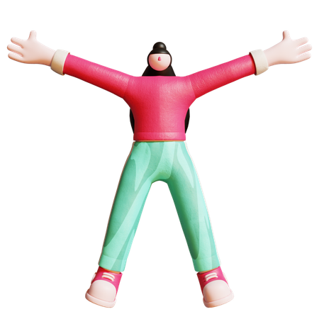 Girl celebrates success with dance  3D Icon