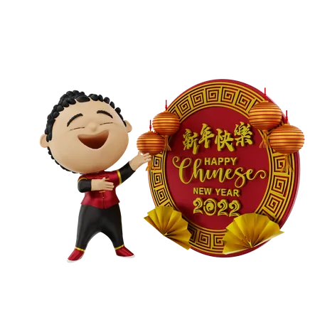 Girl celebrating Chinese new year  3D Illustration