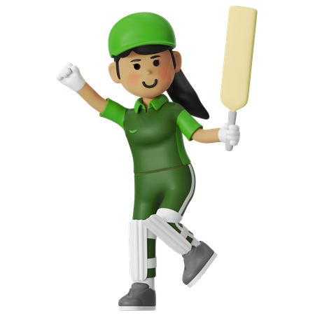 Girl Celebrating Winning Movement  3D Icon