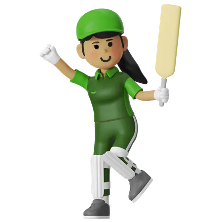 Girl Celebrating Winning Movement  3D Illustration