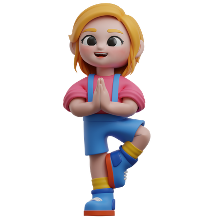 Girl Character Yoga Pose  3D Icon