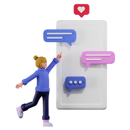 Girl chatting on app  3D Icon