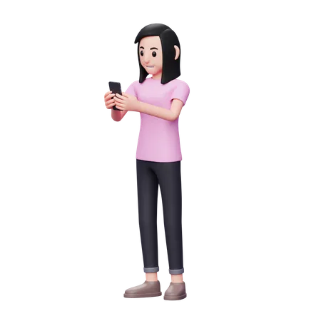 Girl chatting on mobile  3D Illustration