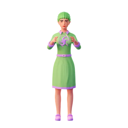 Girl controlling energy in her hand  3D Illustration