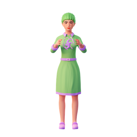 Girl controlling energy in her hand  3D Illustration