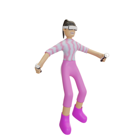 Girl controlling VR using remote control  3D Icon