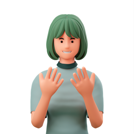 Girl Counting On Her Finger 3D Illustration